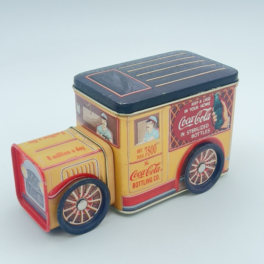 Coca-Cola Vintage Style‎ Delivery Truck Tin Can Storage Box Retro Collectible